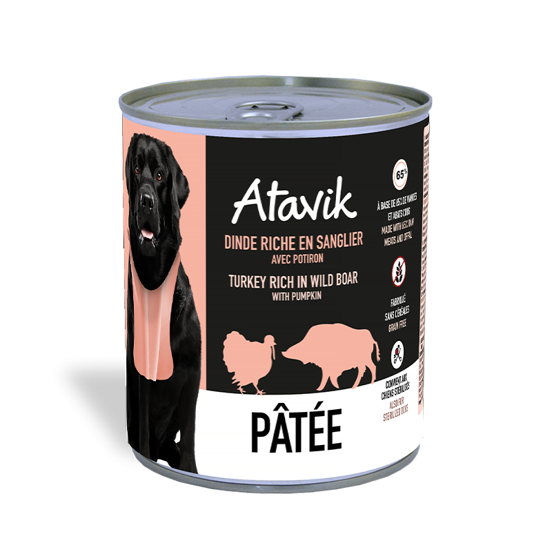 La Pâtée Dinde riche en Sanglier pour chien - 800g - N02